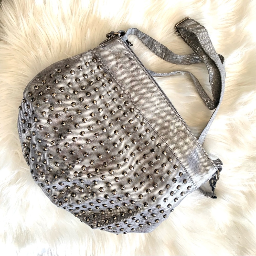 Studded Metallic Hobo Bag